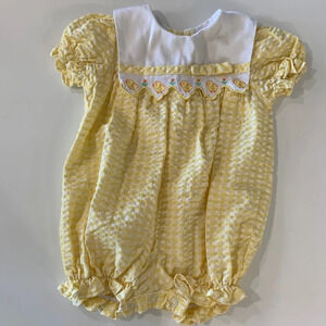 Bt Kids - 6-9 month, yellow/white romper